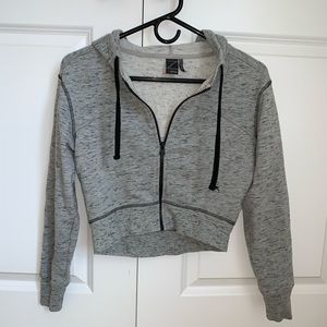 Gray Cropped Hoodie